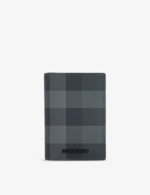 BURBERRY: Check-pattern coated-canvas cardholder