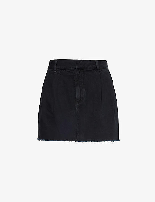 AGOLDE: Becker raw-hem mid-rise recycled-denim mini skirt
