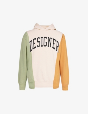 MARKET: Colour-blocked text-embroidered cotton-jersey hoody