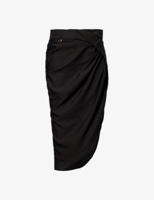 JACQUEMUS: Saudade asymmetric woven mini skirt