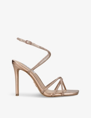 STEVE MADDEN: Slayed cross-strap heeled faux-leather sandals