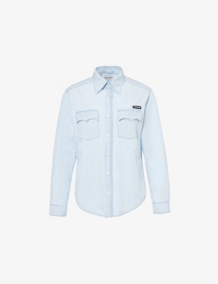 MIU MIU: Brand-patch flap-pocket cotton shirt
