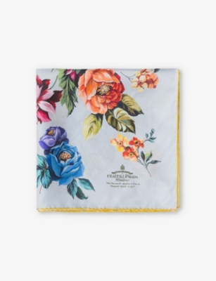 PRADA: Floral-print branded silk-twill scarf