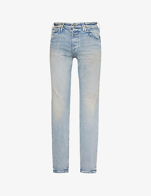 VAYDER: Faded-wash tapered-leg mid-rise stretch-denim jeans