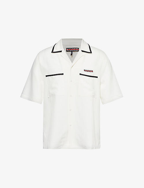 VAYDER: Munson brand-embroidered silk and cotton-blend shirt