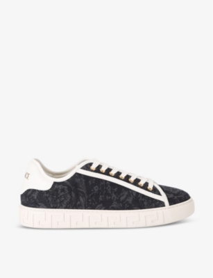 VERSACE: Baroque graphic-pattern canvas low-top trainers