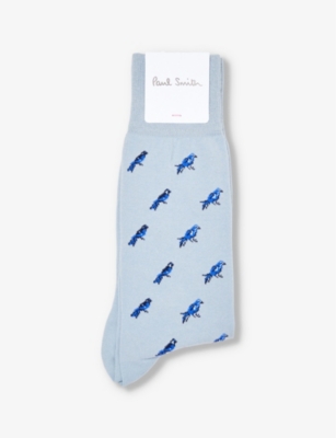 PAUL SMITH: Bird-pattern cotton-blend knitted socks