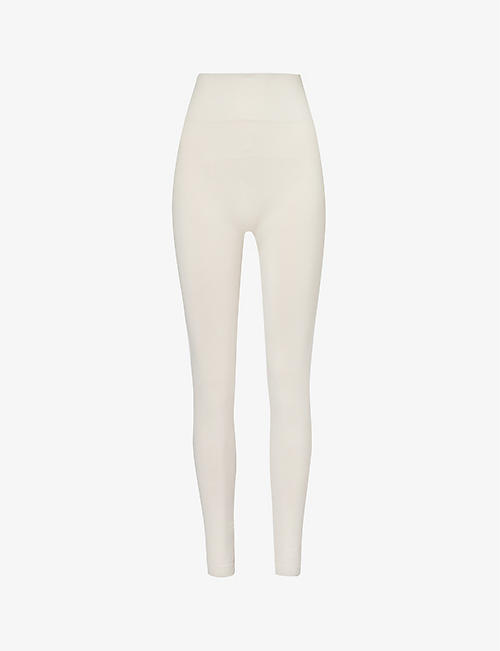 KHY: High-rise ribbed-waistband stretch-woven leggings