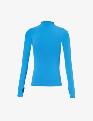 KHY: Mock-neck slim-fit stretch-woven top