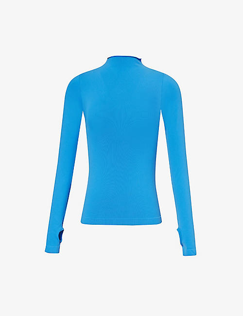KHY: Mock-neck slim-fit stretch-woven top