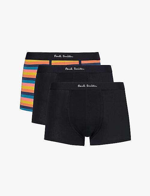 PAUL SMITH: Stripe-print pack of three stretch-organic-cotton trunks