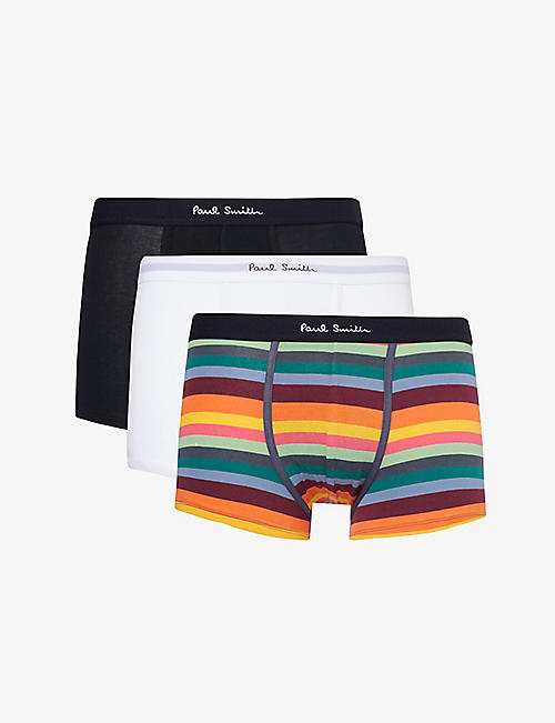 PAUL SMITH: Branded-waistband pack of three stretch organic-cotton trunks