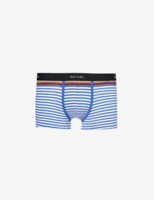 PAUL SMITH: Striped logo-waistband stretch-organic cotton trunks