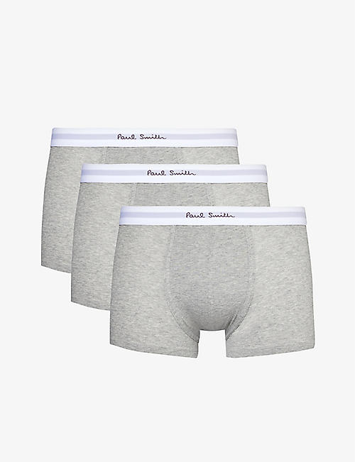 PAUL SMITH: Logo-waistband pack of three stretch-organic cotton trunks