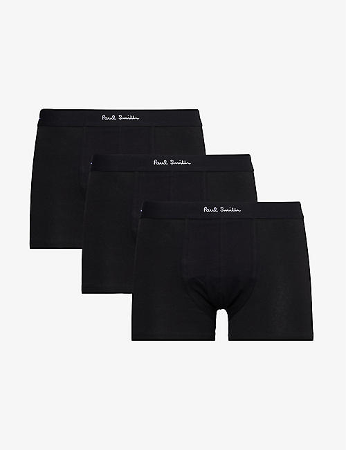 PAUL SMITH: Branded-waistband pack of three stretch organic-cotton trunks