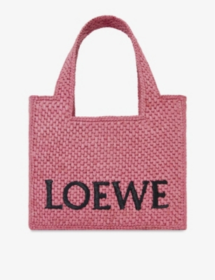LOEWE: Loewe x Paula's Ibiza mini raffia logo tote bag