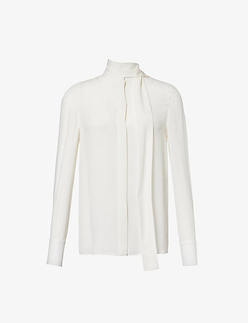 VALENTINO GARAVANI: High-neck long-sleeve silk shirt