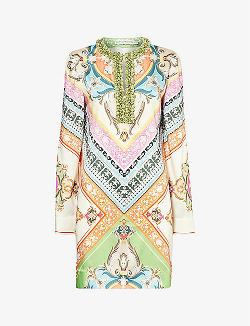 MARY KATRANTZOU: Mataro abstract-pattern woven midi dress