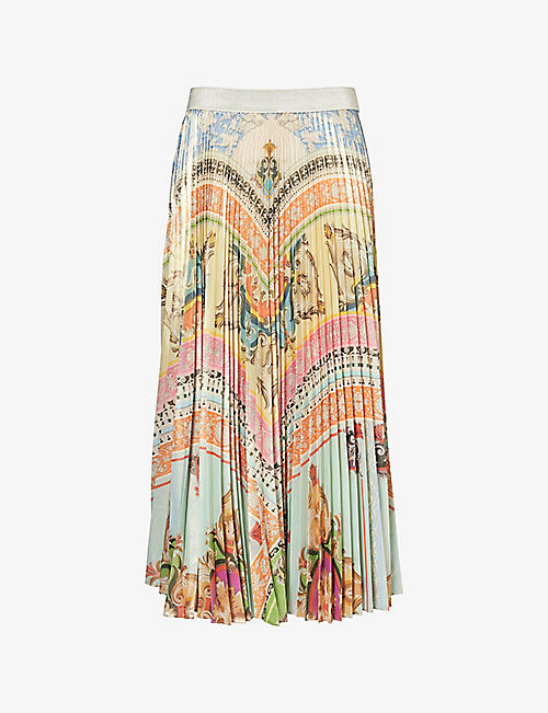 MARY KATRANTZOU: Uni abstract-pattern woven midi skirt