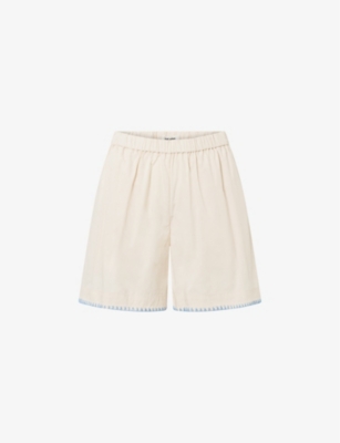 NUE NOTES: Juliano embroidered-trim cotton shorts