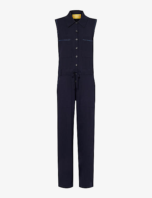 GUEST IN RESIDENCE: Breezy contrast-stitch relaxed-fit cotton jumpsuit
