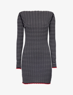 GUEST IN RESIDENCE: Contrast-trim striped cotton and silk-blend mini dress