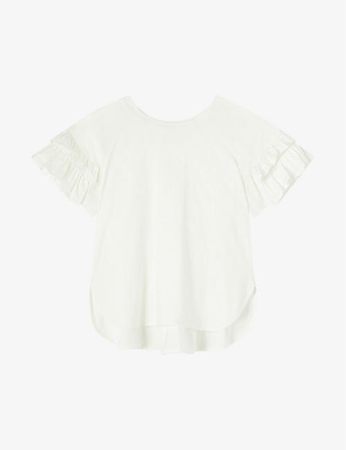 LK BENNETT: Allie frill-sleeve cotton T-shirt