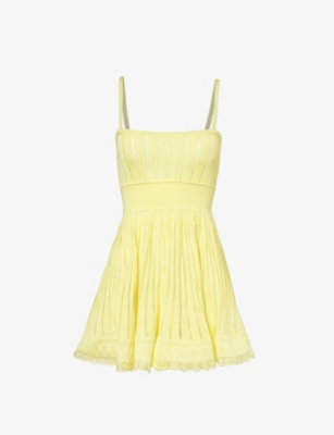 ALAIA: Semi-sheer wide-leg knitted playsuit