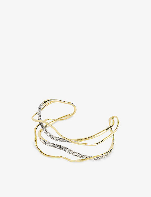 ALEXIS BITTAR: Solanales 14ct yellow gold-plated brass and crystal cuff bracelet