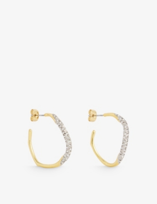 ALEXIS BITTAR: Small 14ct yellow gold-plated brass and crystal earrings
