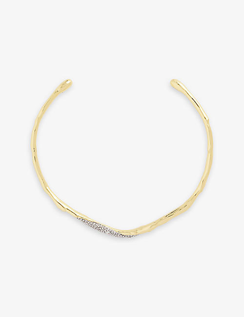 ALEXIS BITTAR: Solanales 14ct yellow gold-plated brass and crystal collar necklace