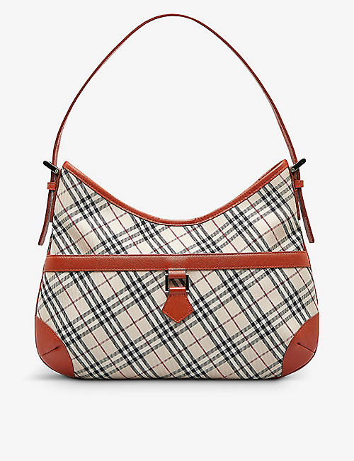 RESELFRIDGES: Pre-Loved Burberry checked canvas and leather hand bag
