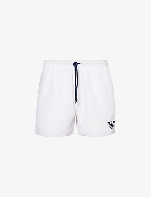 EMPORIO ARMANI: Brand-embroidered drawstring swim shorts
