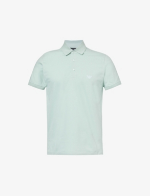 EMPORIO ARMANI: Brand-embroidered regular-fit stretch-cotton-piqué polo shirt