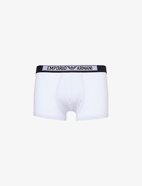 EMPORIO ARMANI: Branded-waistband stretch organic-cotton trunks