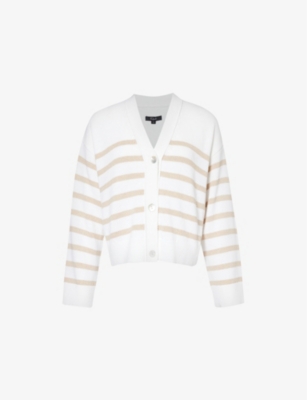 RAILS: Geneva striped cotton and recycled polyester-blend knitted cardigan
