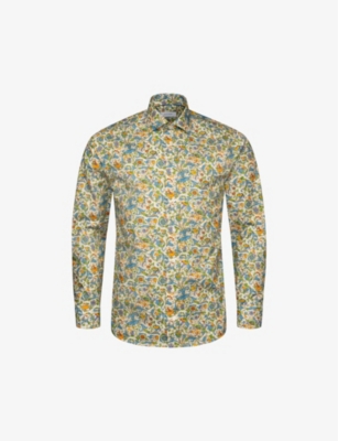 ETON: Signature floral-print slim-fit cotton shirt