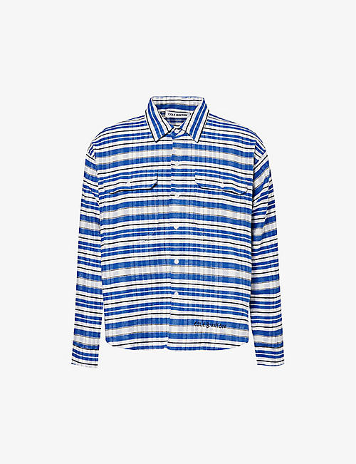 COLE BUXTON: Checked logo-embroidered cotton shirt
