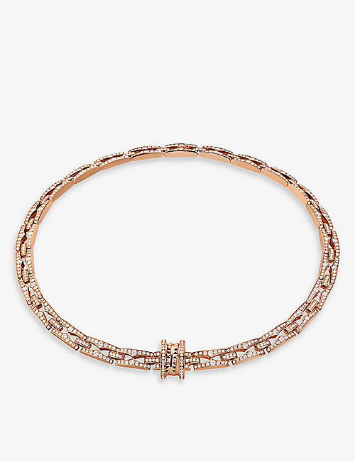 BVLGARI: B.zero1 18ct rose-gold and 7.19ct brilliant-cut diamond pendant necklace