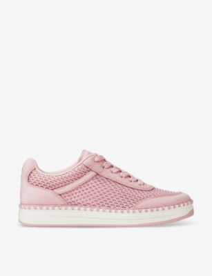 JIMMY CHOO: Diamond brand-embellished leather low-top trainers