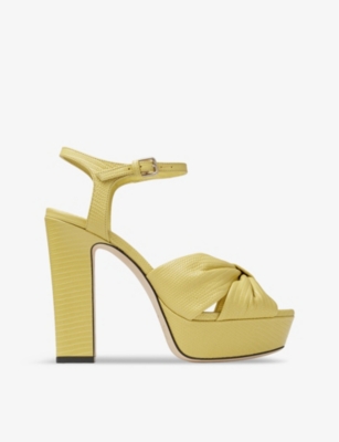 JIMMY CHOO: Heloise 120 knotted-strap leather platform heels