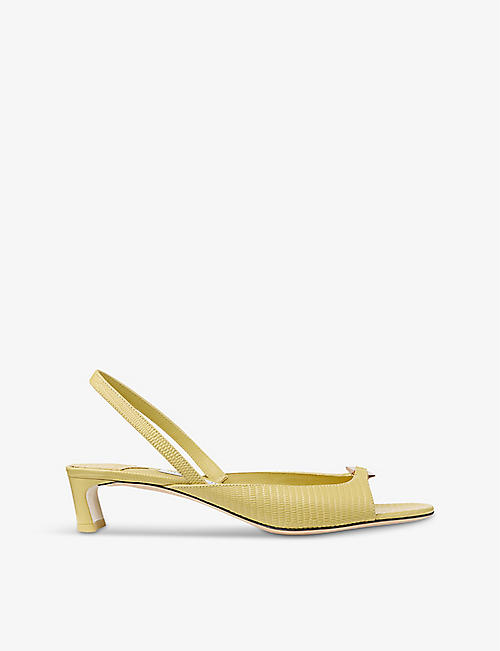 JIMMY CHOO: Lev 35 lizard-effect leather heeled sandals