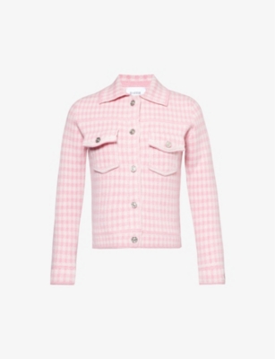 BARRIE: Houndstooth-pattern cashmere and cotton-blend jacket