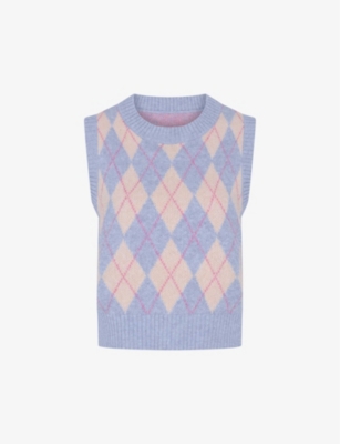 OMNES: Bobbi argyle-patterned recycled-polyester blend vest
