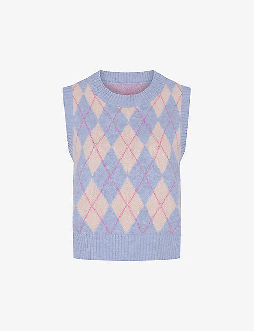 OMNES: Bobbi argyle-patterned recycled-polyester blend vest