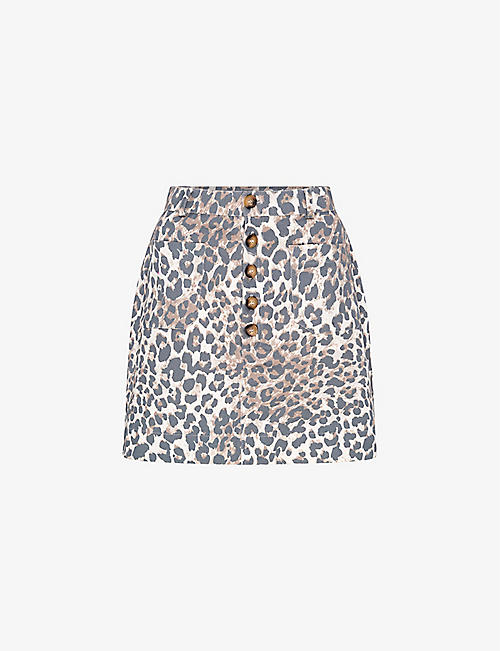 OMNES: Nancy leopard-print organic-cotton mini skirt