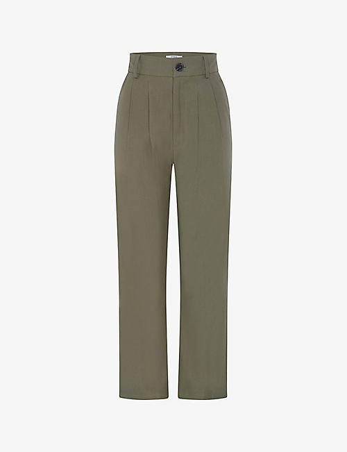OMNES: Cinnamon high-rise relaxed-fit stretch-woven trousers