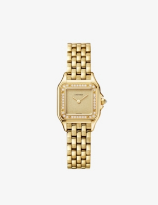 CARTIER: CRWJPN0057 Panthère de Cartier small 18ct yellow-gold and 0.26ct brilliant-cut diamond quartz watch