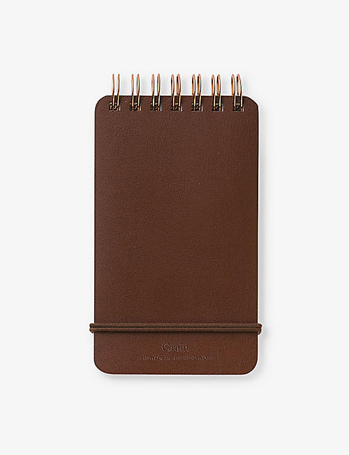 MIDORI: Ring Memo grained-leather paper notepad