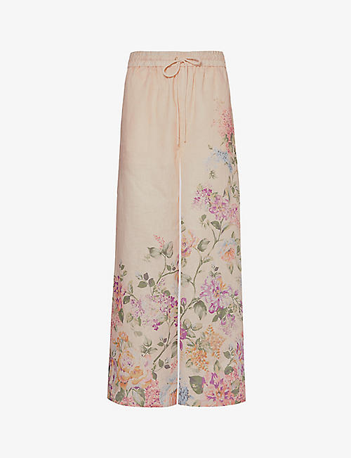 ZIMMERMANN: Halliday floral-print linen trousers